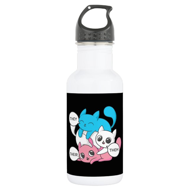 Botella De Agua Gatos trans. Ellos les pronuncian sus Pronósticos  (Anverso)