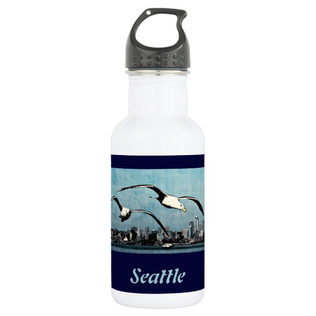 Botella De Agua Gaviotas por la libertad de Seattle (Anverso)