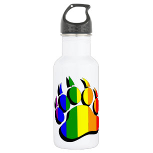 Botella De Agua Gay Bear garra arcoíris con sombra negra