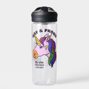 Botella De Agua Gay Unicornio de texto personalizado