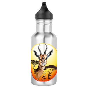 Botella De Agua Gazelle Animal salvaje Antelope africano