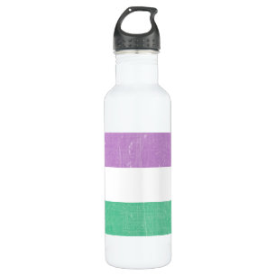 Botella De Agua Género Queer Verde, Púrpura, Blanco LGBTQ+
