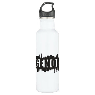 Botella De Agua Génova Italia City Skyline Cityscape Funny Gift Id