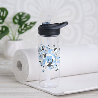 Botella De Agua gentil lt azul voleibol negro y estrellas