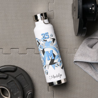 Botella De Agua gentil lt azul voleibol negro y estrellas
