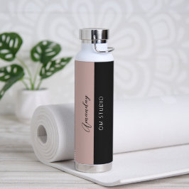 Botella De Agua Geometría del Rosa negro Nombre personalizado míni