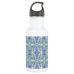 Botella De Agua Geométrico azul y verde