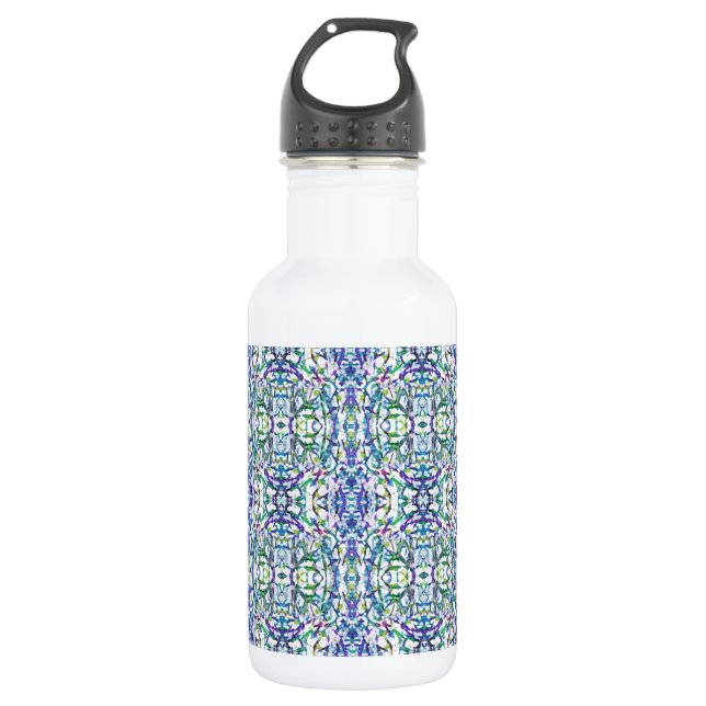 Botella De Agua Geométrico azul y verde (Anverso)