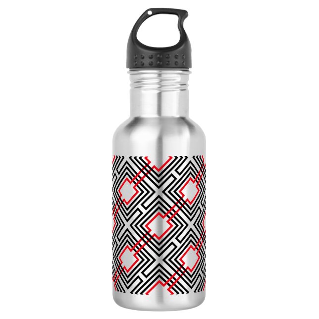 Botella De Agua Geométrico negro rojo y blanco (Anverso)