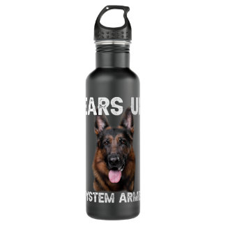 Botella De Agua German Shepherd Dog Ears Up System Armed