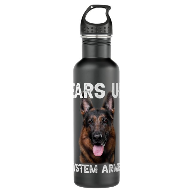 Botella De Agua German Shepherd Dog Ears Up System Armed (Anverso)