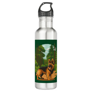 Botella De Agua German Shepherd Forest Adventure Dog 