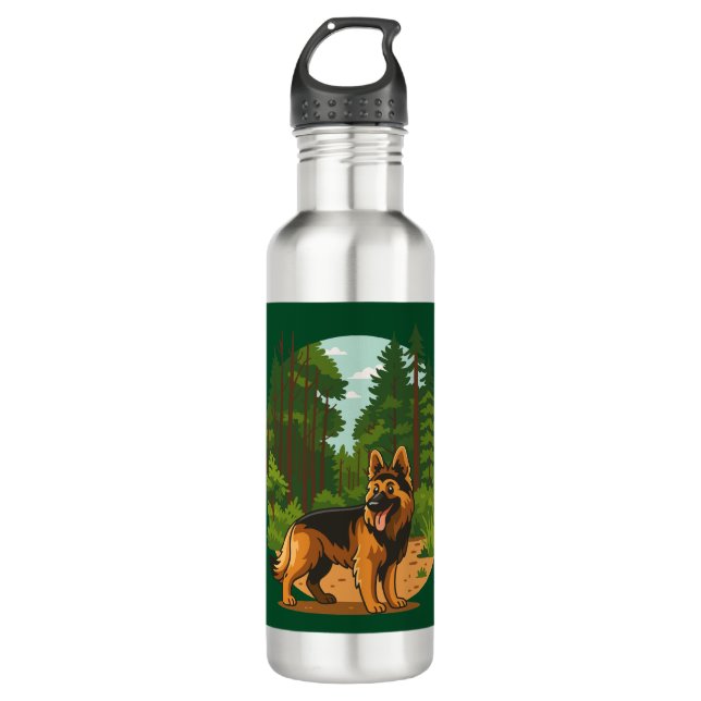 Botella De Agua German Shepherd Forest Adventure Dog  (Anverso)