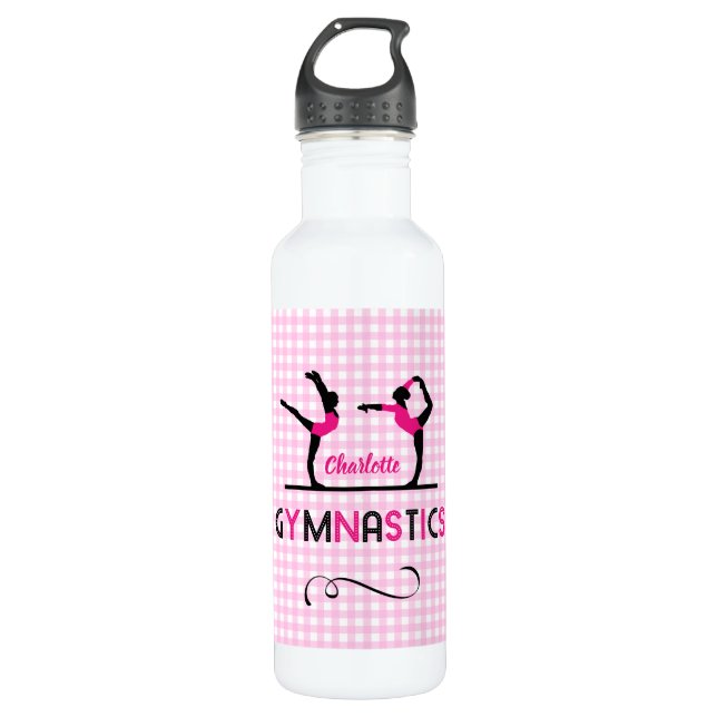 Botella De Agua Gimnasia Gimnasia Figuras De Gimnasia Cuidada Rosa (Anverso)