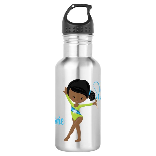 Botella De Agua Gimnasta - Afroamericano personalizado (Anverso)