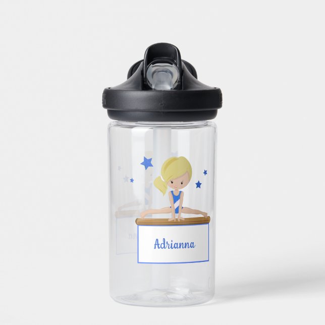 Botella De Agua Gimnasta joven rubia personalizada (Delante)