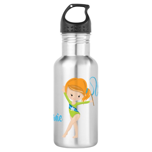 Botella De Agua Gimnasta - Pelo Rojo Personalizado (Anverso)
