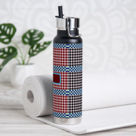 Botella De Agua Gingham a Cuadros Personalizado