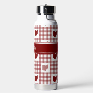 Botella De Agua Gingham Rojo de Ohio