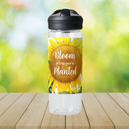 Botella De Agua Gira donde Estás Plantado Amarillo Girasol