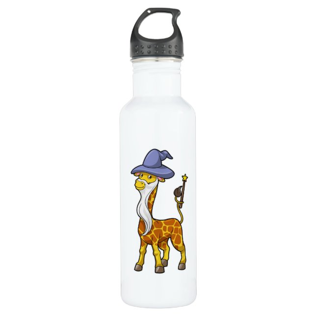 Botella De Agua Giraffe como asistente con varita mágica y Gorra (Anverso)