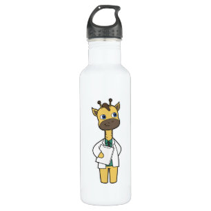 Botella De Agua Giraffe como Médica con Notepad