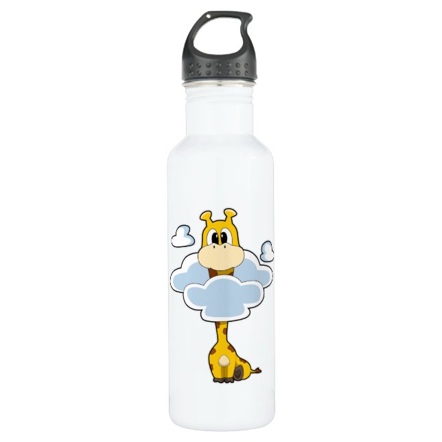 Botella De Agua Giraffe con nubes (Anverso)