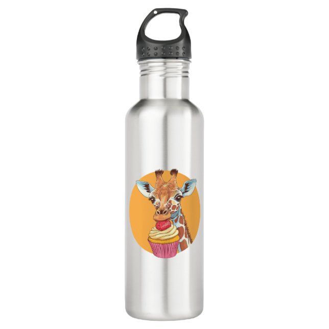 Botella De Agua Giraffe Con Pastel (Anverso)