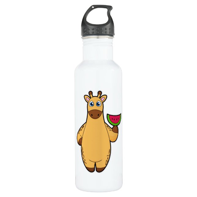 Botella De Agua Giraffe en comer con sandía (Anverso)