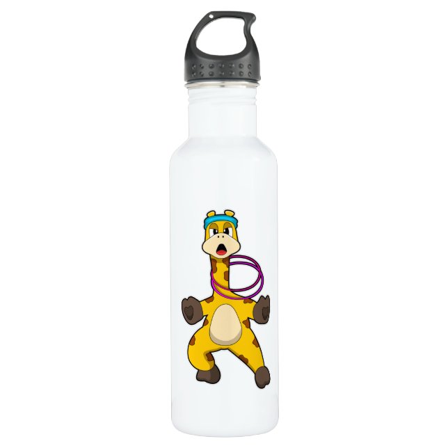 Botella De Agua Giraffe en Fitness con anillo de ala (Anverso)