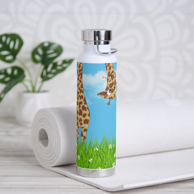Botella De Agua Giraffe en hierba (Yoga)
