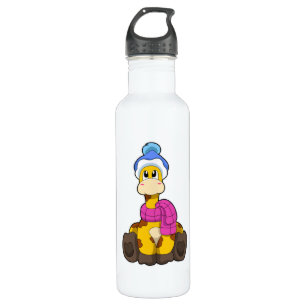 Botella De Agua Giraffe en invierno con bufanda y Gorra