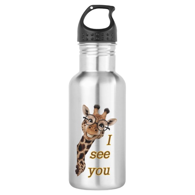 Botella De Agua Giraffe.Text.Te veo (Anverso)