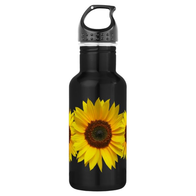 Botella De Agua Girasol 18 onzas. Negro (Anverso)