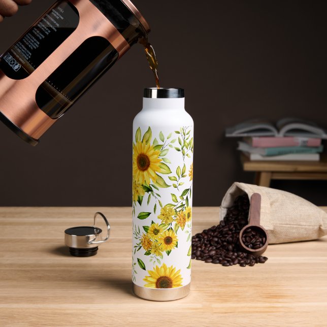 Botella De Agua Girasol Acuarela 8 (Café)
