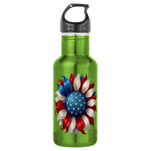 Botella De Agua Girasol Bandera Americana 4 De Julio