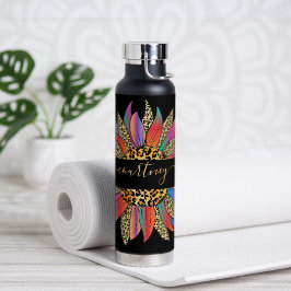 Botella De Agua Girasol personalizado con estampado de arcoíris y 