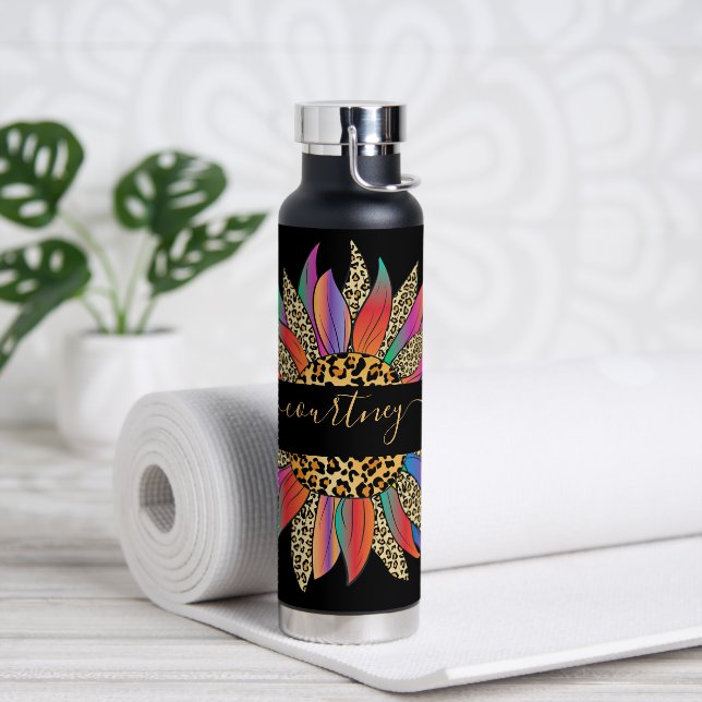 Botella De Agua Girasol personalizado con estampado de arcoíris y  (Yoga)