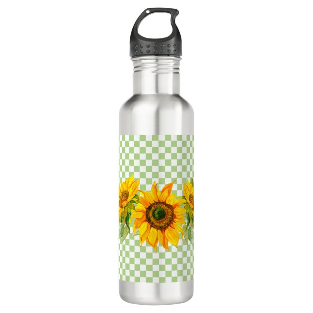 Botella De Agua Girasoles y tablero de cheques (Anverso)