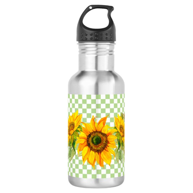 Botella De Agua Girasoles y tablero de cheques (Anverso)