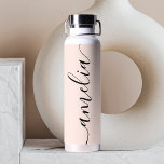 Botella De Agua Girly Calligraphy Moderno Rubor Pink<br><div class="desc">Nombre en caligrafía de escritura moderna.</div>