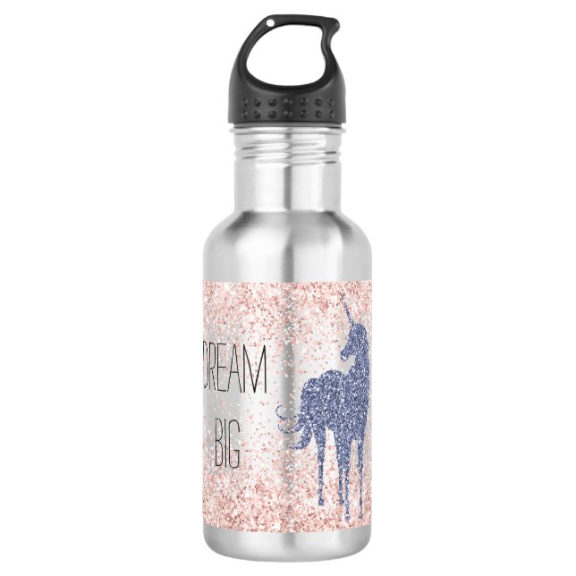 Botella De Agua Girly Glam Rubor Pink Purple Unicorn Purpurina (Anverso)