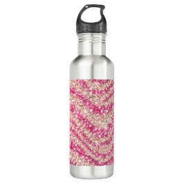 Botella De Agua Girly Pink Blush Glitter Zebra Pattern            