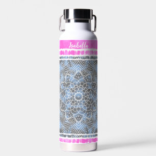 Botella De Agua Giro de tinte rosa blanco y azul en el estilo