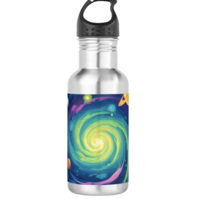 Botella De Agua Giro Planetario   ( Space Water Bottle – 18 oz 18/8 stainless steel Height: 8.67" Weight: 8.7 oz. )