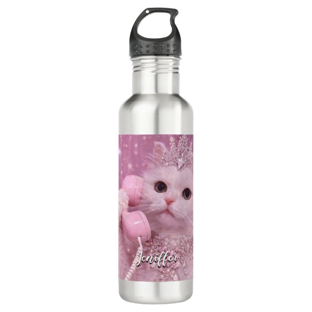 Botella De Agua Glamorous Princess Cat Using Telephone             (Anverso)