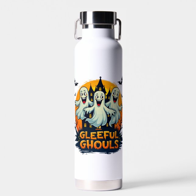 Botella De Agua Gleeful Ghouls | Fun Halloween Ghost Artwork (Delantero)