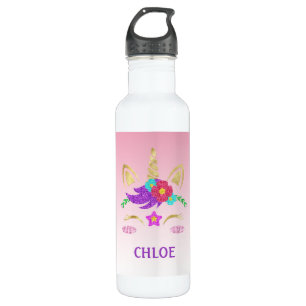 Botella De Agua Glittering Unicorn