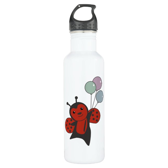 Botella De Agua Globos De Bicho De Ladybug Moscas Cutan Animales P (Anverso)
