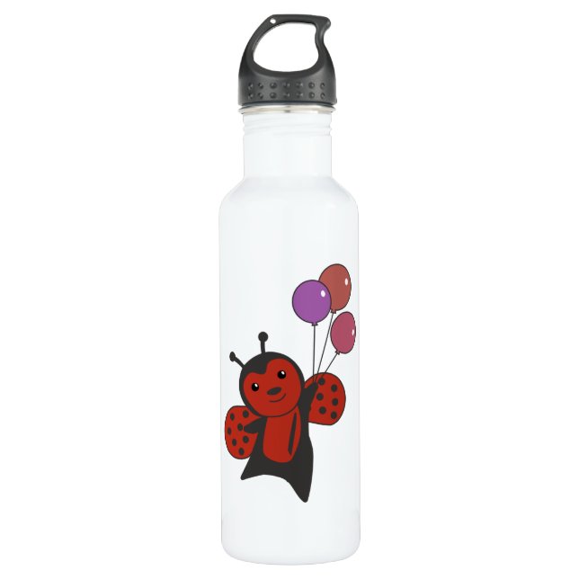Botella De Agua Globos De Bicho De Ladybug Moscas Cutan Animales P (Anverso)